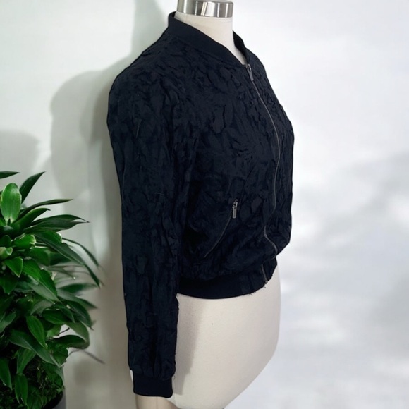 H&M Black Lightweight Patterned Bomber Jacket - Picture 11 of 15